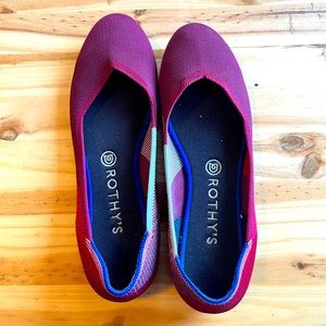 Like-new burgundy color-block Rothys